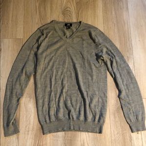 Grey Merino Wool V-Neck Sweater (Men’s S)